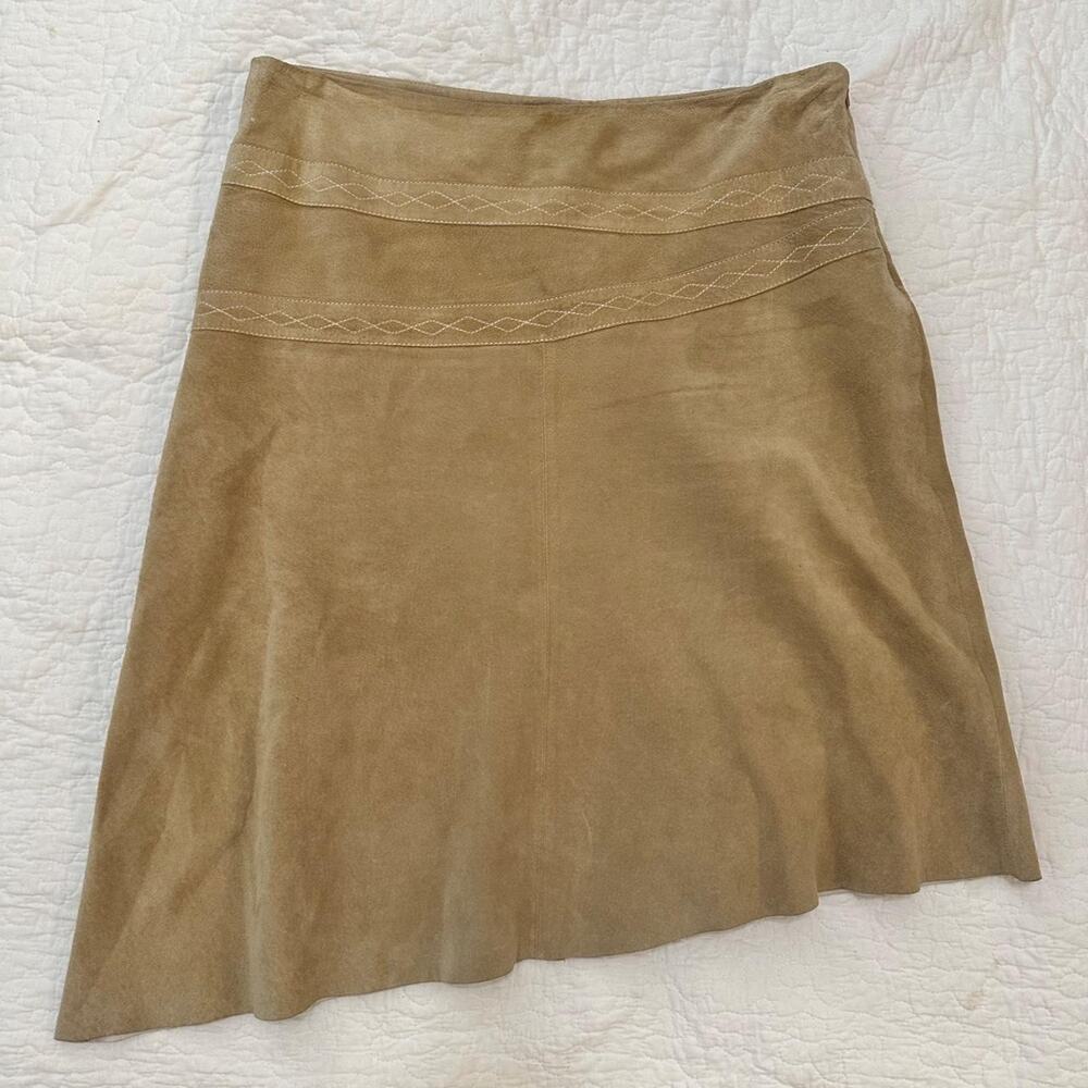 New frontier genuine leather suede skirt